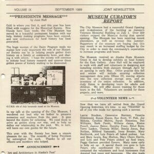 GCHS/JSCM Joint Newsletter Vol. IX September 1989
