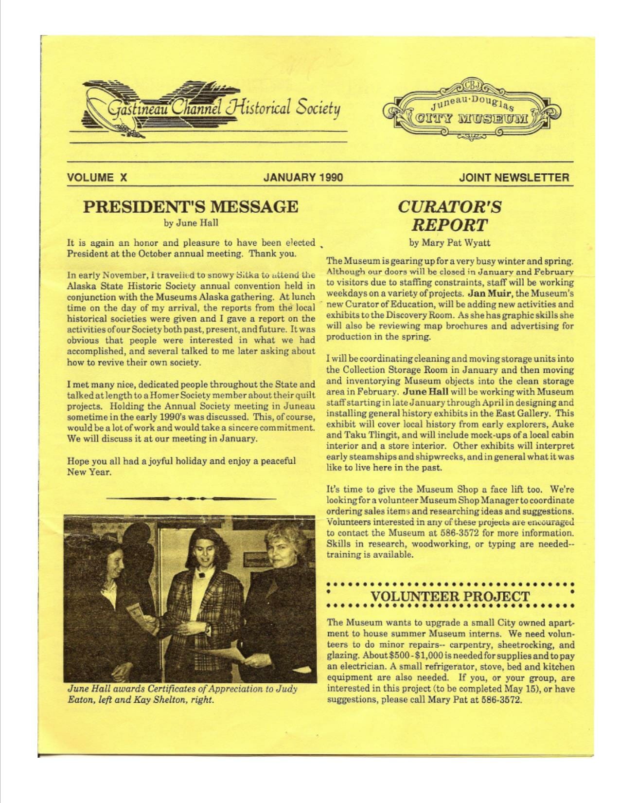 GCHS/JDCM Joint Newsletter Vol. X January 1990