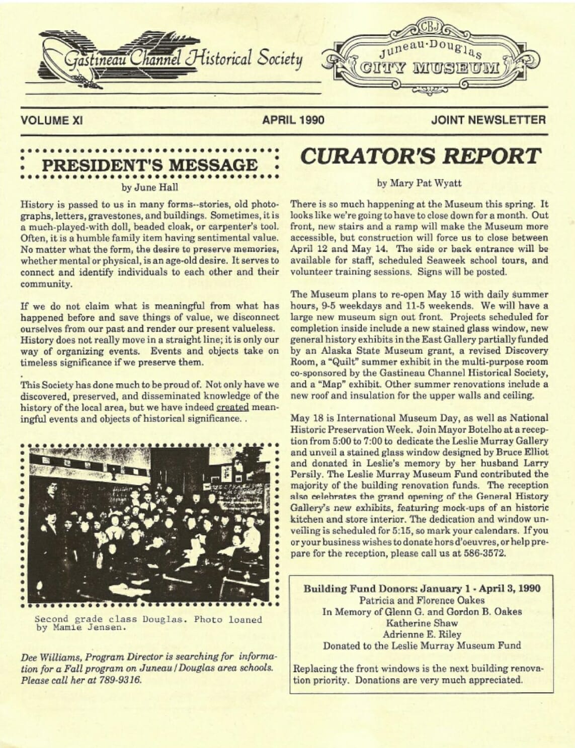 GCHS/JDCM Joint Newsletter Vol. XI April 1990