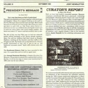 GCHS/JDCM Joint Newsletter Vol. XI September 1990