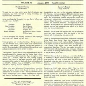 GCHS/JDCM Joint Newsletter Vol. VI No. 1 January 1994