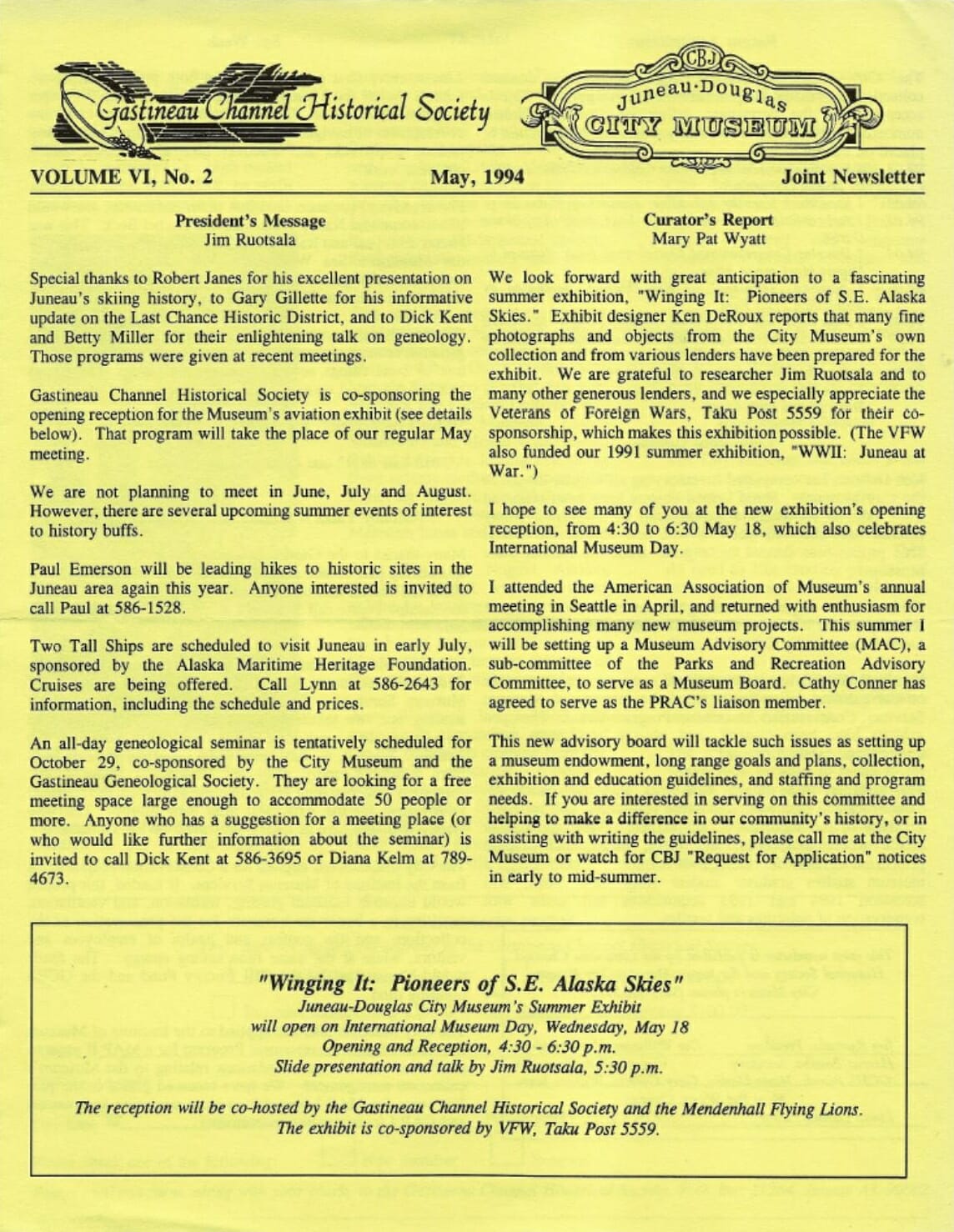 GCHS/JDCM Joint Newsletter Vol. VI No. 2 May 1994