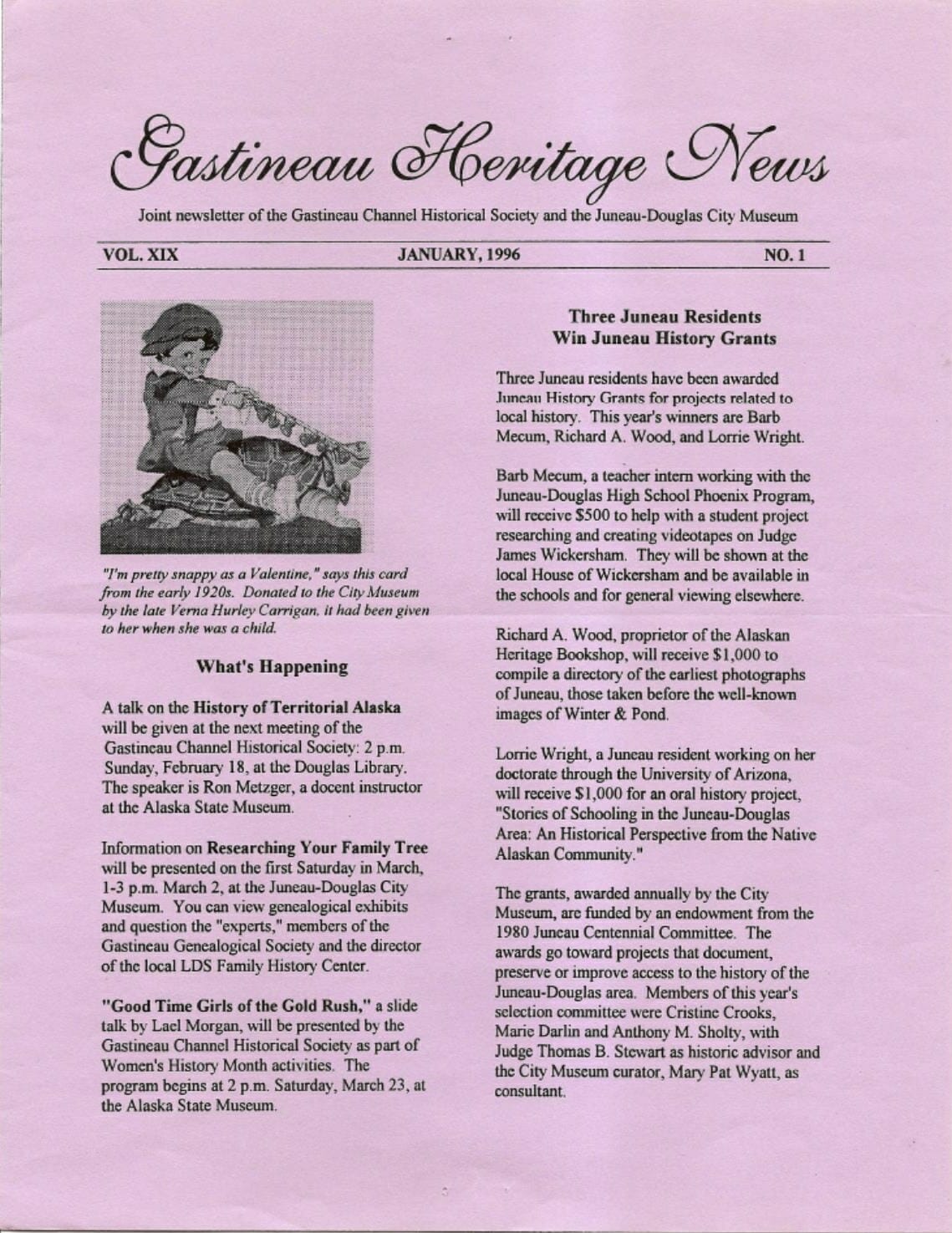GHN - Joint Newsletter of GCHS/JDCM Vol. XIX, No. 1 January, 1996